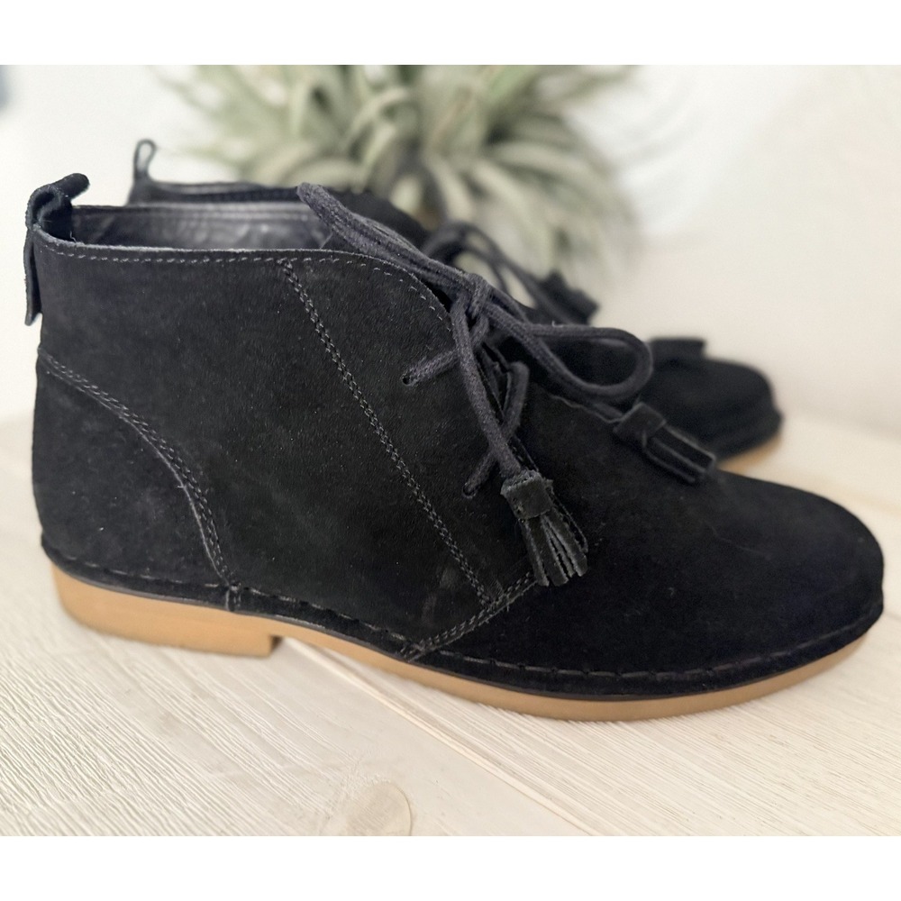 Tommy Bahama Ankle Boots Women Size 9 Evert Black Suede Leather Chukka Tassel